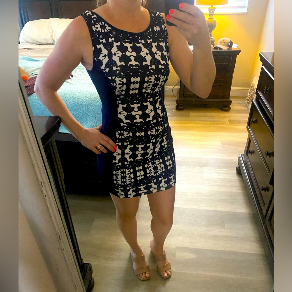 Small Bodycon Navy White dress
